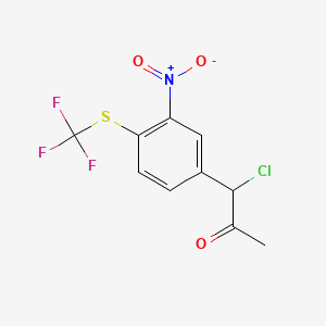 molecular formula C10H7ClF3NO3S B14050696 1-Chloro-1-(3-nitro-4-(trifluoromethylthio)phenyl)propan-2-one 