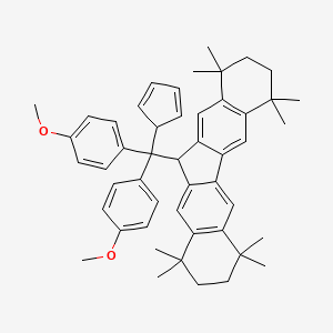 molecular formula C49H56O2 B14050706 12-(Cyclopenta-2,4-dien-1-ylbis(4-methoxyphenyl)methyl)-1,1,4,4,7,7,10,10-octamethyl-2,3,4,7,8,9,10,12-octahydro-1H-dibenzo[b,h]fluorene 