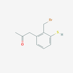 molecular formula C10H11BrOS B14050726 1-(2-(Bromomethyl)-3-mercaptophenyl)propan-2-one 