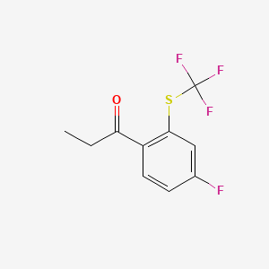 molecular formula C10H8F4OS B14050728 1-(4-Fluoro-2-(trifluoromethylthio)phenyl)propan-1-one 