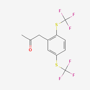 molecular formula C11H8F6OS2 B14050741 1-(2,5-Bis(trifluoromethylthio)phenyl)propan-2-one 