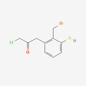 molecular formula C10H10BrClOS B14050779 1-(2-(Bromomethyl)-3-mercaptophenyl)-3-chloropropan-2-one 