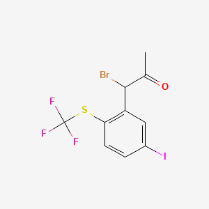 molecular formula C10H7BrF3IOS B14050857 1-Bromo-1-(5-iodo-2-(trifluoromethylthio)phenyl)propan-2-one 