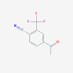 molecular formula C10H6F3NO B14050959 4-Acetyl-2-(trifluoromethyl)benzonitrile 