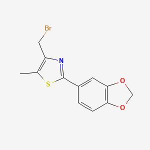 molecular formula C12H10BrNO2S B1405104 2-Benzo[1,3]dioxol-5-yl-4-bromomethyl-5-methylthiazole CAS No. 663909-21-5