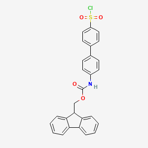 molecular formula C27H20ClNO4S B14051040 9H-fluoren-9-ylmethyl N-[4-(4-chlorosulfonylphenyl)phenyl]carbamate 