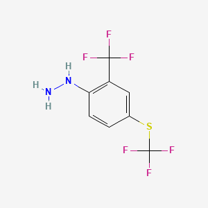 molecular formula C8H6F6N2S B14051082 1-(2-(Trifluoromethyl)-4-(trifluoromethylthio)phenyl)hydrazine 