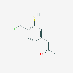 molecular formula C10H11ClOS B14051090 1-(4-(Chloromethyl)-3-mercaptophenyl)propan-2-one 