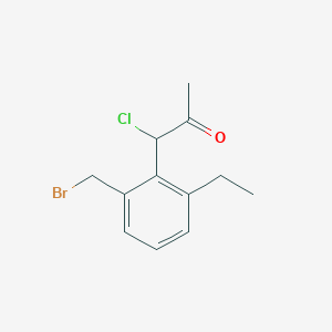 molecular formula C12H14BrClO B14051092 1-(2-(Bromomethyl)-6-ethylphenyl)-1-chloropropan-2-one 