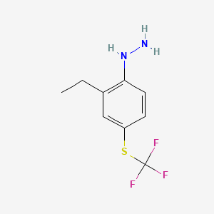 molecular formula C9H11F3N2S B14051104 1-(2-Ethyl-4-(trifluoromethylthio)phenyl)hydrazine 