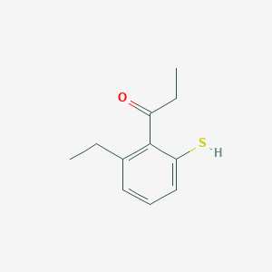 molecular formula C11H14OS B14051119 1-(2-Ethyl-6-mercaptophenyl)propan-1-one 