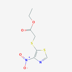 molecular formula C7H8N2O4S2 B14051162 Ethyl 2-((4-nitrothiazol-5-yl)thio)acetate 