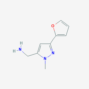 molecular formula C9H11N3O B1405118 (3-(furan-2-yl)-1-methyl-1H-pyrazol-5-yl)methanamine CAS No. 1365938-03-9
