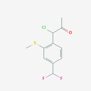 molecular formula C11H11ClF2OS B14051182 1-Chloro-1-(4-(difluoromethyl)-2-(methylthio)phenyl)propan-2-one 