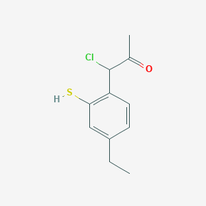 molecular formula C11H13ClOS B14051217 1-Chloro-1-(4-ethyl-2-mercaptophenyl)propan-2-one 