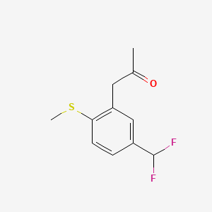 molecular formula C11H12F2OS B14051226 1-(5-(Difluoromethyl)-2-(methylthio)phenyl)propan-2-one 