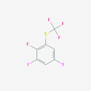 molecular formula C7H2F4I2S B14051310 1,5-Diiodo-2-fluoro-3-(trifluoromethylthio)benzene 