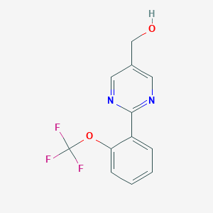 molecular formula C12H9F3N2O2 B14051320 2-(2-(Trifluoromethoxy)phenyl)pyrimidine-5-methanol 