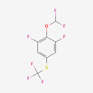 molecular formula C8H3F7OS B14051383 1,3-Difluoro-2-difluoromethoxy-5-(trifluoromethylthio)benzene 