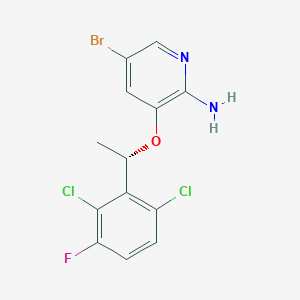 molecular formula C13H10BrCl2FN2O B1405140 (S)-5-Bromo-3-(1-(2,6-dichloro-3-fluorophenyl)ethoxy)pyridin-2-amine CAS No. 1448326-33-7