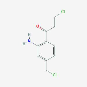 molecular formula C10H11Cl2NO B14051402 1-(2-Amino-4-(chloromethyl)phenyl)-3-chloropropan-1-one 