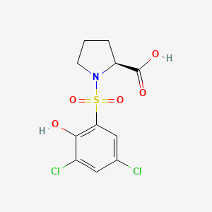 molecular formula C11H11Cl2NO5S B14051407 (2S)-1-(3,5-dichloro-2-hydroxy-phenyl)sulfonylpyrrolidine-2-carboxylic Acid 