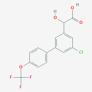 molecular formula C15H10ClF3O4 B14051410 (5-Chloro-4'-(trifluoromethoxy)biphenyl-3-yl)-hydroxyacetic acid 