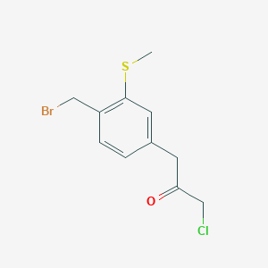 molecular formula C11H12BrClOS B14051417 1-(4-(Bromomethyl)-3-(methylthio)phenyl)-3-chloropropan-2-one 