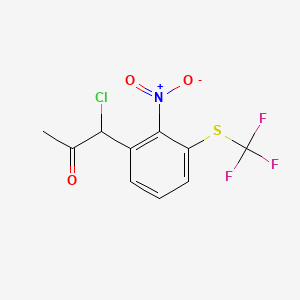 molecular formula C10H7ClF3NO3S B14051432 1-Chloro-1-(2-nitro-3-(trifluoromethylthio)phenyl)propan-2-one 