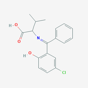 molecular formula C18H18ClNO3 B14051482 2-[[(5-Chloro-2-hydroxyphenyl)-phenylmethylidene]amino]-3-methylbutanoic acid 