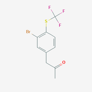 molecular formula C10H8BrF3OS B14051499 1-(3-Bromo-4-(trifluoromethylthio)phenyl)propan-2-one 