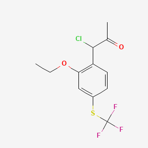 molecular formula C12H12ClF3O2S B14051512 1-Chloro-1-(2-ethoxy-4-(trifluoromethylthio)phenyl)propan-2-one 