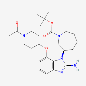 molecular formula C25H37N5O4 B14051548 tert-Butyl (R)-3-(7-((1-acetylpiperidin-4-yl)oxy)-2-amino-1H-benzo[d]imidazol-1-yl)azepane-1-carboxylate 