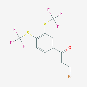 molecular formula C11H7BrF6OS2 B14051552 1-(3,4-Bis(trifluoromethylthio)phenyl)-3-bromopropan-1-one 