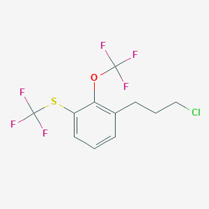 molecular formula C11H9ClF6OS B14051560 1-(3-Chloropropyl)-2-(trifluoromethoxy)-3-(trifluoromethylthio)benzene 