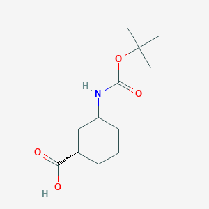 molecular formula C12H21NO4 B14051596 (1S)-3-((tert-butoxycarbonyl)amino)cyclohexane-1-carboxylic acid 