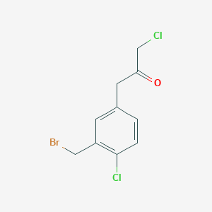 molecular formula C10H9BrCl2O B14051603 1-(3-(Bromomethyl)-4-chlorophenyl)-3-chloropropan-2-one 