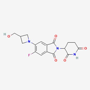 molecular formula C17H16FN3O5 B14051617 2-(2,6-Dioxopiperidin-3-yl)-5-fluoro-6-(3-(hydroxymethyl)azetidin-1-yl)isoindoline-1,3-dione 