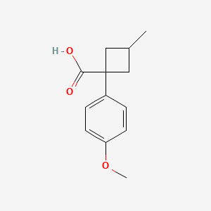 molecular formula C13H16O3 B14051635 1-(4-Methoxyphenyl)-3-methylcyclobutane-1-carboxylic acid 