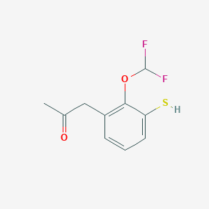 molecular formula C10H10F2O2S B14051663 1-(2-(Difluoromethoxy)-3-mercaptophenyl)propan-2-one 