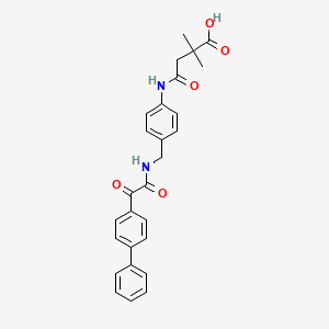 molecular formula C27H26N2O5 B14051708 4-((4-((2-([1,1'-biphenyl]-4-yl)-2-oxoacetaMido)Methyl)phenyl)aMino)-2,2-diMethyl-4-oxobutanoic acid 