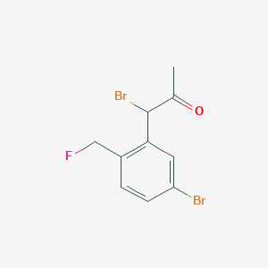 molecular formula C10H9Br2FO B14051729 1-Bromo-1-(5-bromo-2-(fluoromethyl)phenyl)propan-2-one 