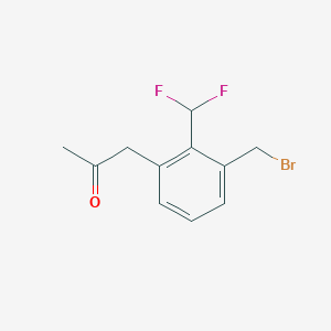 molecular formula C11H11BrF2O B14051774 1-(3-(Bromomethyl)-2-(difluoromethyl)phenyl)propan-2-one 