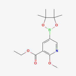 molecular formula C15H22BNO5 B14051797 Ethyl 2-methoxy-5-(4,4,5,5-tetramethyl-1,3,2-dioxaborolan-2-yl)nicotinate 