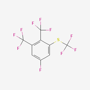 molecular formula C9H2F10S B14051810 1,2-Bis(trifluoromethyl)-5-fluoro-3-(trifluoromethylthio)benzene 