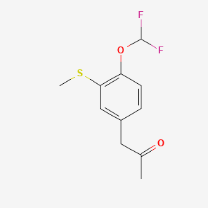 molecular formula C11H12F2O2S B14051812 1-(4-(Difluoromethoxy)-3-(methylthio)phenyl)propan-2-one 