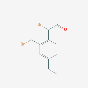 molecular formula C12H14Br2O B14051853 1-Bromo-1-(2-(bromomethyl)-4-ethylphenyl)propan-2-one 