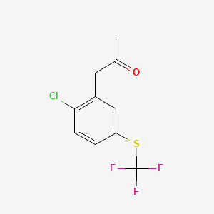 molecular formula C10H8ClF3OS B14051902 1-(2-Chloro-5-(trifluoromethylthio)phenyl)propan-2-one 