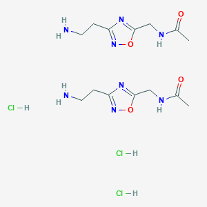 molecular formula C14H27Cl3N8O4 B1405191 N-((3-(2-氨基乙基)-1,2,4-恶二唑-5-基)甲基)乙酰胺倍半盐酸盐 CAS No. 1807977-46-3