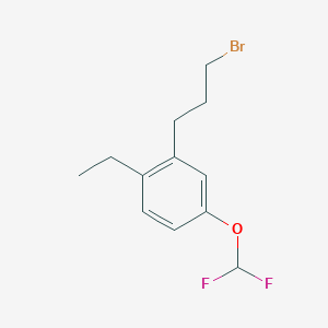 molecular formula C12H15BrF2O B14051940 1-(3-Bromopropyl)-5-(difluoromethoxy)-2-ethylbenzene 